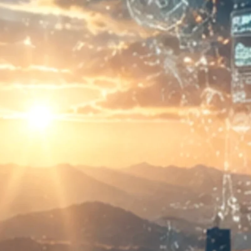A luminous biological world and technological intelligence facing one another across a shared cosmic horizon, representing Machine and Natural Interval symbiosis.